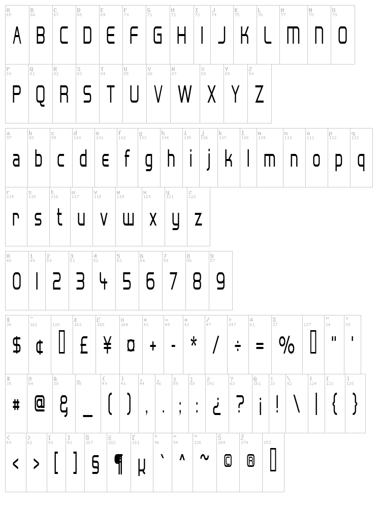 Hall Fetica font map